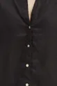 Lněná košile dámská oversize jednobarevná černá barva Dámský
