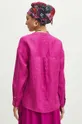 Lněná košile dámská oversize fialová barva 100 % Len