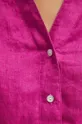Lněná košile dámská oversize fialová barva Dámský