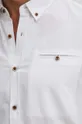 Koszula lniana męska z kołnierzykiem button-down kolor biały biały