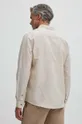 beżowy Koszula lniana męska z kołnierzykiem button-down kolor beżowy