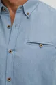 Koszula lniana męska z kołnierzykiem button-down kolor niebieski niebieski