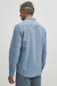 modrá Ľanová košeľa pánska s golierom button-down modrá farba