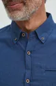 Ľanová košeľa pánska s golierom button-down tmavomodrá farba