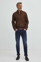 Koszula lniana męska z kołnierzykiem button-down kolor brązowy RS24.KDM050 brązowy RS24