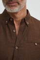 Koszula lniana męska z kołnierzykiem button-down kolor brązowy RS24.KDM050