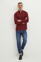 Odzież Koszula lniana męska z kołnierzykiem button-down kolor bordowy RS24.KDM071 bordowy