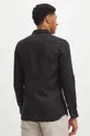 Koszula lniana męska z kołnierzykiem button-down kolor czarny 100 % Len