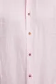Koszula lniana męska z kołnierzykiem klasycznym gładka kolor różowy różowy