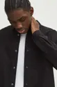 Bavlnená košeľa pánska hladká čierna farba Pánsky