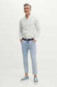 Lněná košile pánská s límcem button-down se vzorem bílá barva RS24.KDM800 bílá RS24