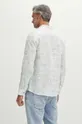 Koszula lniana męska z kołnierzykiem button-down wzorzysta kolor biały Materiał główny: 100 % Len, Materiał dodatkowy: 100 % Bawełna