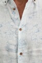 Lněná košile pánská s límcem button-down se vzorem bílá barva RS24.KDM800 bílá
