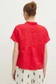 Koszula lniana damska regular gładka kolor czerwony 100 % Len