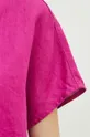 Lněná košile dámská regular jednobarevná fialová barva Dámský