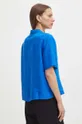 Koszula lniana damska oversize gładka kolor niebieski 100 % Len