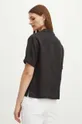 Koszula lniana damska oversize gładka kolor czarny 100 % Len