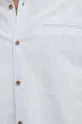 Ľanová košeľa pánska s golierom button down modrá farba modrá