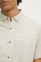 Ľanová košeľa pánska s golierom button down béžová farba béžová