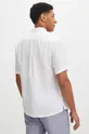 biela Ľanová košeľa pánska s klasickým golierom hladká biela farba