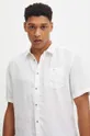 Ľanová košeľa pánska s klasickým golierom hladká biela farba Pánsky