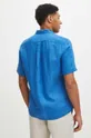 modrá Ľanová košeľa pánska s klasickým golierom hladká modrá farba