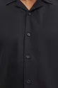 Koszula z domieszką lnu męska z kołnierzykiem typu resort kolor czarny czarny