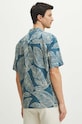 Odzież Koszula lniana męska z kołnierzykiem typu resort wzorzysta kolor niebieski RS24.KKMA13 niebieski
