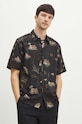 Koszula z domieszką lnu męska z kolekcji Tatrzański Park Narodowy x Medicine kolor czarny RS24.KKMA20 czarny RS24