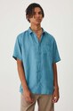 Lněná košile pánská s klasickým límečkem modrá barva RS24.KKMB01 modrá RS24
