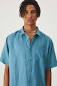 Lněná košile pánská s klasickým límečkem modrá barva modrá RS24.KKMB01