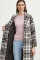 Płaszcz z domieszką wełny damski wzorzysty kolor multicolor RS24.KPD101