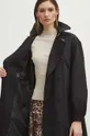 Trench kabát dámský jednobarevný černá barva Dámský