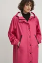 ružová Nepremokavý kabát dámsky hladký ružová farba