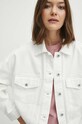 Kurtka jeansowa bawełniana damska oversize kolor biały biały RS24.KUD606