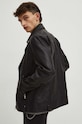 Kurtka męska ze skóry ekologicznej kolor czarny RS24.KUM412 czarny