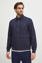 Kurtka męska typu harrington z domieszką lnu kolor granatowy granatowy RS24.KUM614