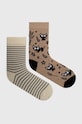 Skarpetki bawełniane damskie z kolekcji Dzień Kota (2-pack) kolor multicolor skarpetki długie multicolor RS24.LGD107