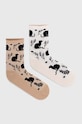 Skarpetki bawełniane damskie z kolekcji Dzień Kota (2-pack) kolor multicolor skarpetki długie multicolor RS24.LGD200