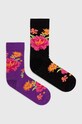 Skarpetki bawełniane damskie w kwiaty (2-pack) kolor multicolor skarpetki długie multicolor RS24.LGD202