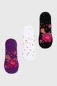 Skarpetki bawełniane damskie w kwiaty (3-pack) kolor multicolor skarpetki krótkie multicolor RS24.LGD702