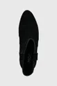 Semišové kovbojské topánky dámske čierna farba Dámsky