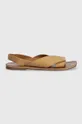 Sandały skórzane damskie gładkie kolor beżowy Cholewka: 100 % Skóra naturalna, Wnętrze: 100 % Skóra naturalna, Podeszwa: 100 % TPR