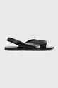 Kožené sandále dámske čierna farba čierna