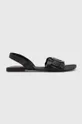 Kožené sandále dámske čierna farba čierna