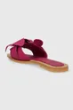 růžová Kožené pantofle dámské s ozdobnou aplikací růžová barva