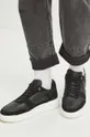 czarny Sneakersy skórzane męskie kolor czarny Męski