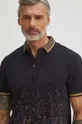 černá Bavlněné polo tričko pánské s elastanem černá barva