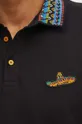 Bavlněné polo tričko pánské s příměsí elastanu s aplikací černá barva