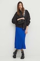 Spódnica damska maxi satynowa kolor niebieski RS24.SDD201 niebieski RS24